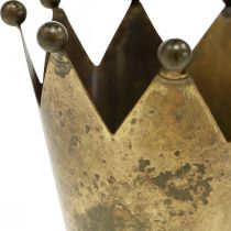 Artikel Crown metal antik look fyrfadsstage i messing Ø10cm H8cm