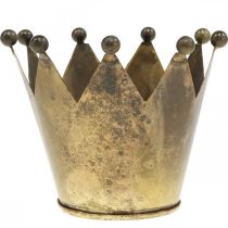 Artikel Crown metal antik look fyrfadsstage i messing Ø10cm H8cm