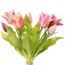 Artikel Kunstige Blomster Krone Tulipaner Lilla Lyserød 7 stk i bundt 34cm