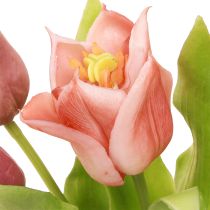 Artikel Kunstige Blomster Krone Tulipaner Lilla Lyserød 7 stk i bundt 34cm