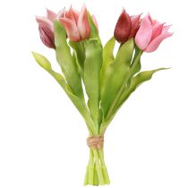 Artikel Kunstige Blomster Krone Tulipaner Lilla Lyserød 7 stk i bundt 34cm