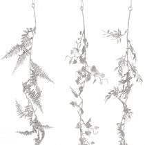 Artikel Kunstig guirlande sølv glitter bregneblad guirlande 180cm 3 stk