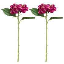 Artikel Kunstige Hortensiaer Pink Gren Blomsterblade 43cm 2stk