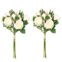 Artikel Kunstige Roser Kunstige Blomster Bunch Creme 36cm 12stk