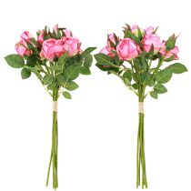 Artikel Kunstige roser i en bundt Kunstige blomster Pink 36cm 12stk