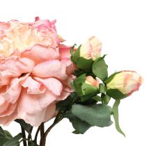 Kunstige roser blomst og knopper kunstig blomst pink 57cm