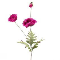 Kunstige valmuer dekorative silke blomster pink 70cm