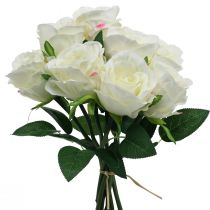 Kunstige roser i bundt hvid 30cm 8stk