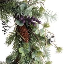 Artikel Kunstig adventskrans dekorativ krans lilla bær Ø45cm