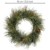 Artikel Kunstig fyrretræskrans med kogler 60 cm
