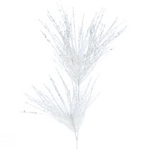 Kunstig fyrregren dekorativ gren hvid glitter L80cm