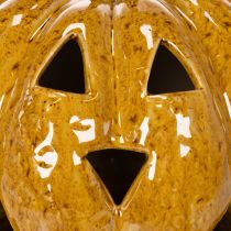Artikel Keramisk græskar med ansigt, LED-dekoration, Halloween, 19 cm