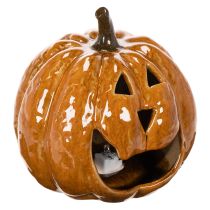 Artikel Keramisk græskar Halloween LED-dekoration 15 cm