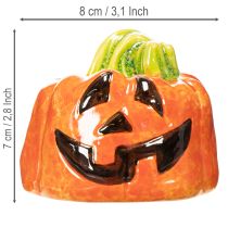 Artikel Dekorativ keramisk græskarfigur til efterår og Halloween, 8 cm