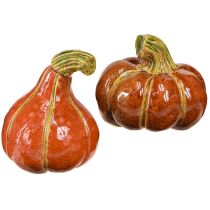 Artikel Græskar keramik efterårsdekoration brun orange 10/13cm 2 stk
