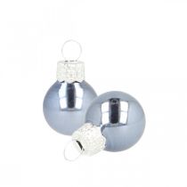 Mini julekugler glas blå mat/blank Ø2cm 44 stk