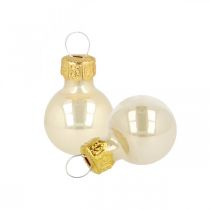 Mini julekugler glas creme mat/blank Ø2cm 44 stk