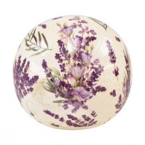 Artikel Keramisk kugle med lavendel motiv keramisk dekoration lilla creme 12cm