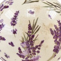 Artikel Keramisk kugle med lavendel motiv keramisk dekoration lilla creme 12cm