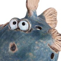 Artikel Pufferfisk til fyrfadslys keramik pyntefisk blå 15cm 2stk