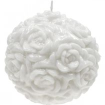 Artikel Kuglelys med rosemotiv, borddekoration til bryllupper og fødselsdage, 10,5 cm, hvid