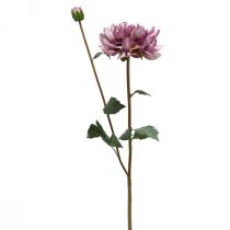 Kunstig blomst Dahlia Lilla silkeblomst og knop H57cm