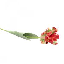 Kunstig blomst, papegøje tulipan rød gul, forårsblomst 69cm