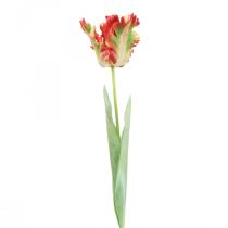 Kunstig blomst, papegøje tulipan rød gul, forårsblomst 69cm