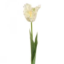 Kunstig blomst, papegøje tulipan hvidgrøn, forårsblomst 69cm
