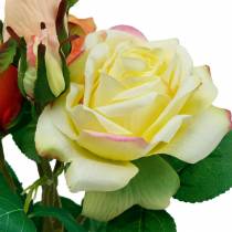 Kunstige blomster, buket roser, borddekorationer, silkeblomster, kunstige roser gul-orange