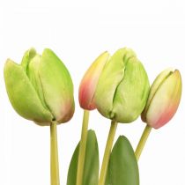 Kunstige blomster tulipangrøn, forårsblomst 48 cm bundt af 5