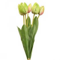 Kunstige blomster tulipangrøn, forårsblomst 48 cm bundt af 5