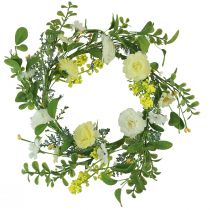 Artikel Kunstig blomsterkrans kunstig hvid gul creme Ø40cm