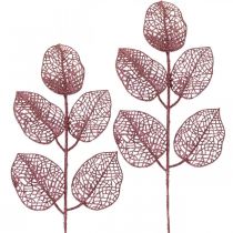 Artikel Kunstige planter, deco blade, kunstig gren pink glitter L36cm 10p