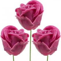 Artikel Kunstige roser fuchsia voksroser dekorative roser voks Ø6cm 18 stk