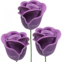 Artikel Kunstige roser violet voks roser dekorative roser voks Ø6cm 18 stk