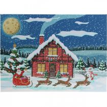 Artikel LEDbillede jule julemand med snemand LED vægmaleri 38x28cm