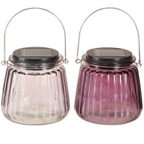 Artikel LED Havelys Glas Solar til Ophæng Lilla Ø10,5cm 2stk