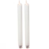 Artikel LED stearinlys voksstav stearinlys hvid til batteri 24cm 2 stk