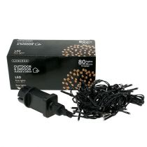 Artikel LED ris lyskæde 80 LED guirlande til udendørs varm hvid 6m