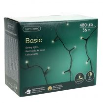 Artikel LED ris lyskæde til udvendig 480 36m sort/varm hvid