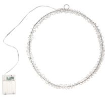 Artikel LED-ring metaldekoration til ophængning sølv varm hvid 30 cm
