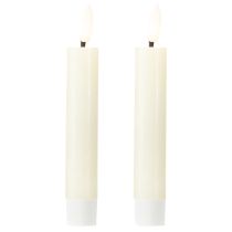 Artikel LED-lys creme varm hvid ægte voks H14,5 cm 2 stk.