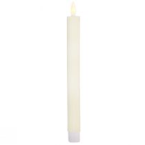 Artikel LED pindelys med timer rillede lys creme 24,5cm 4 stk