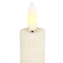 Artikel LED pindelys med timer rillede lys creme 24,5cm 4 stk