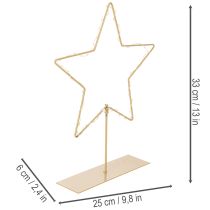 Artikel Stjerne med 50 LED'er, metalborddekoration, batteridrevet, til indendørs brug, 33 cm