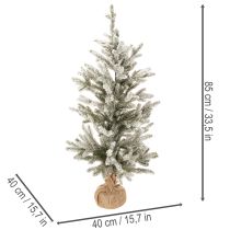 Artikel Kunstigt juletræ med sne i jutepose, 40 LED'er, til indendørs brug, 85 cm
