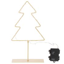 Artikel Juletræssilhuet med 60 varmt hvide LED'er til indendørs borddekoration, 37 cm