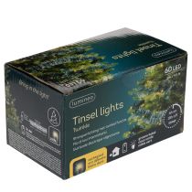 Artikel Julegirlande med glitter og 60 LED'er og timer, udendørs, 3 m