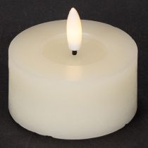 Artikel LED fyrfadslys, varm hvid, flimrende effekt og timer, ægte voks, batteridrevet, 7 cm, 2 stk.